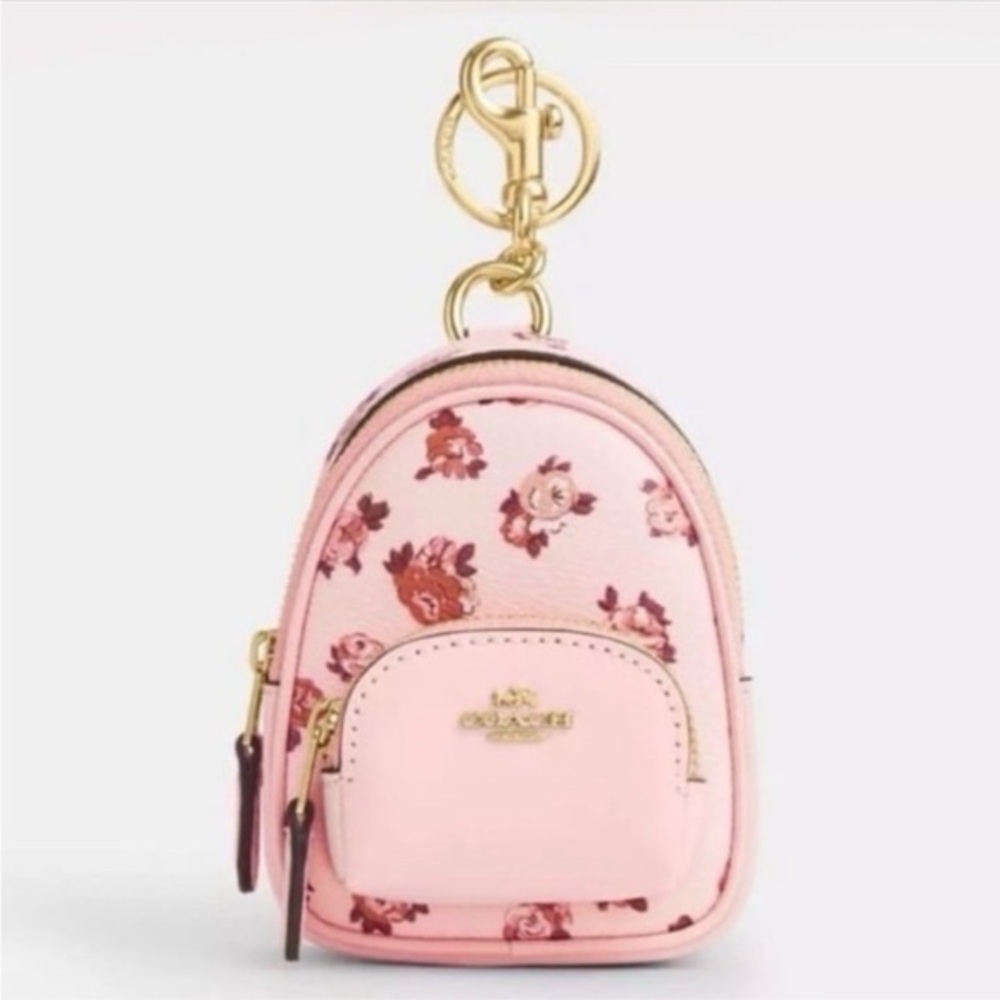 Coach Pink Floral Keychain Backpack